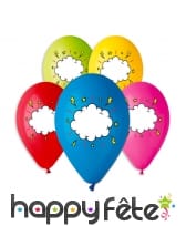 Ballons colorés imprimé nuage, par 5