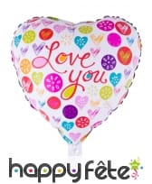 Ballon coeur Love you multicolore de 52cm