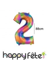 Ballon chiffre multicolore en aluminium, 88cm, image 3