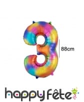 Ballon chiffre multicolore en aluminium, 88cm, image 4