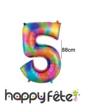 Ballon chiffre multicolore en aluminium, 88cm, image 6