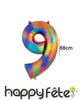 Ballon chiffre multicolore en aluminium, 88cm, image 10