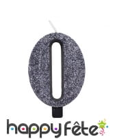 Bougie chiffre noire à paillettes de 9,5 cm, image 1