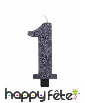 Bougie chiffre noire à paillettes de 9,5 cm, image 2