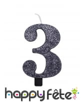 Bougie chiffre noire à paillettes de 9,5 cm, image 4