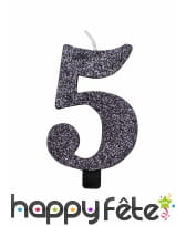 Bougie chiffre noire à paillettes de 9,5 cm, image 6