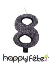 Bougie chiffre noire à paillettes de 9,5 cm, image 9