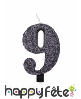 Bougie chiffre noire à paillettes de 9,5 cm, image 10