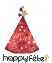 Ballon chapeau pointu rouge happy birthday 68x91cm