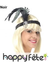 Bandeau charleston plumes et perles argentées, image 2