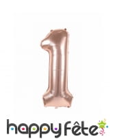 Ballon chiffre rose métallisé, 36 cm, image 2
