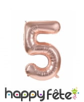 Ballon chiffre rose métallisé, 36 cm, image 6