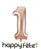 Ballon chiffre rose métallisé de 86cm, image 2