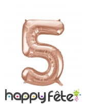 Ballon chiffre rose métallisé de 86cm, image 6