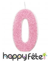 Bougie chiffre rose à paillettes de 7 cm, image 1