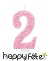 Bougie chiffre rose à paillettes de 7 cm, image 3