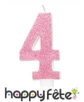 Bougie chiffre rose à paillettes de 7 cm, image 5