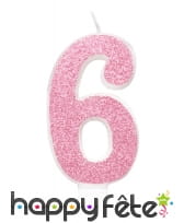 Bougie chiffre rose à paillettes de 7 cm, image 7