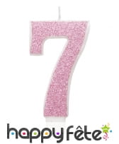 Bougie chiffre rose à paillettes de 7 cm, image 8