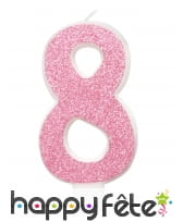 Bougie chiffre rose à paillettes de 7 cm, image 9