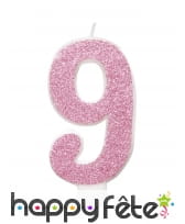 Bougie chiffre rose à paillettes de 7 cm, image 10