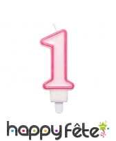 Bougie chiffre rose de 8,5 cm, image 2