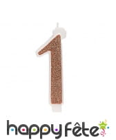 Bougie chiffre rose doré de 13 cm, image 2