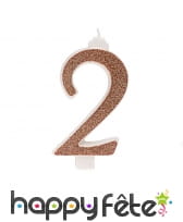 Bougie chiffre rose doré de 13 cm, image 3