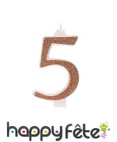 Bougie chiffre rose doré de 13 cm, image 6
