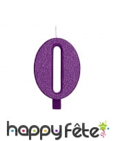 Bougie chiffre violette &agrave; paillettes de 9,5 cm, image 1