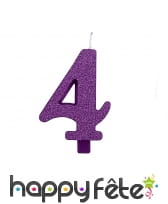 Bougie chiffre violette &agrave; paillettes de 9,5 cm, image 5