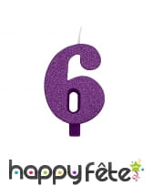 Bougie chiffre violette &agrave; paillettes de 9,5 cm, image 7
