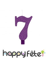 Bougie chiffre violette &agrave; paillettes de 9,5 cm, image 8