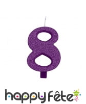 Bougie chiffre violette &agrave; paillettes de 9,5 cm, image 9