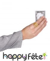 Bague dorée dollars en strass, image 1