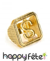 Bague dorée imprimé dollars