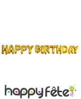 Ballons de lettres Happy Birthday dorés, image 1