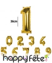 Ballon doré métallisé en forme de chiffre