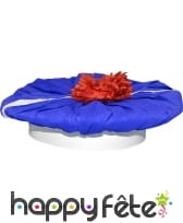 Beret de marin blanc avec pompom rouge en crepon, image 1