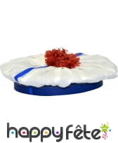 Beret de marin blanc avec pompom rouge en crepon