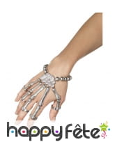 Bracelet de main squelette argentée