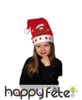 Bonnet de Noël décoré et lumineux pour enfant