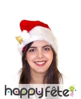 Bonnet de Noël en peluche avec clochette