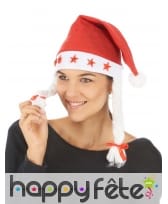 Bonnet de noël lumineux avec tresses blanches, image 1