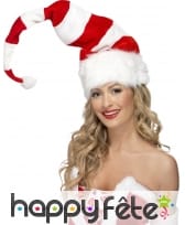 Bonnet de noël rayé rouge/blanc
