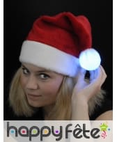 Bonnet de Noël rouge avec pompom lumineux, image 1
