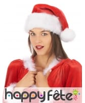 Bonnet de Noël rouge contour et pompon blanc, image 1