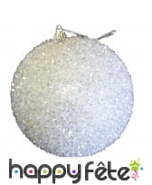 Boule de Noël blanche à paillettes de 10 cm