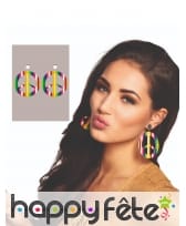 Boucles d'oreille symbole peace and love colorées