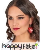 Boucles d'oreilles d'infirmière, coeurs pailletés, image 1